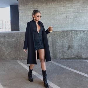 Superdown Colette ruched shirt dress XXS